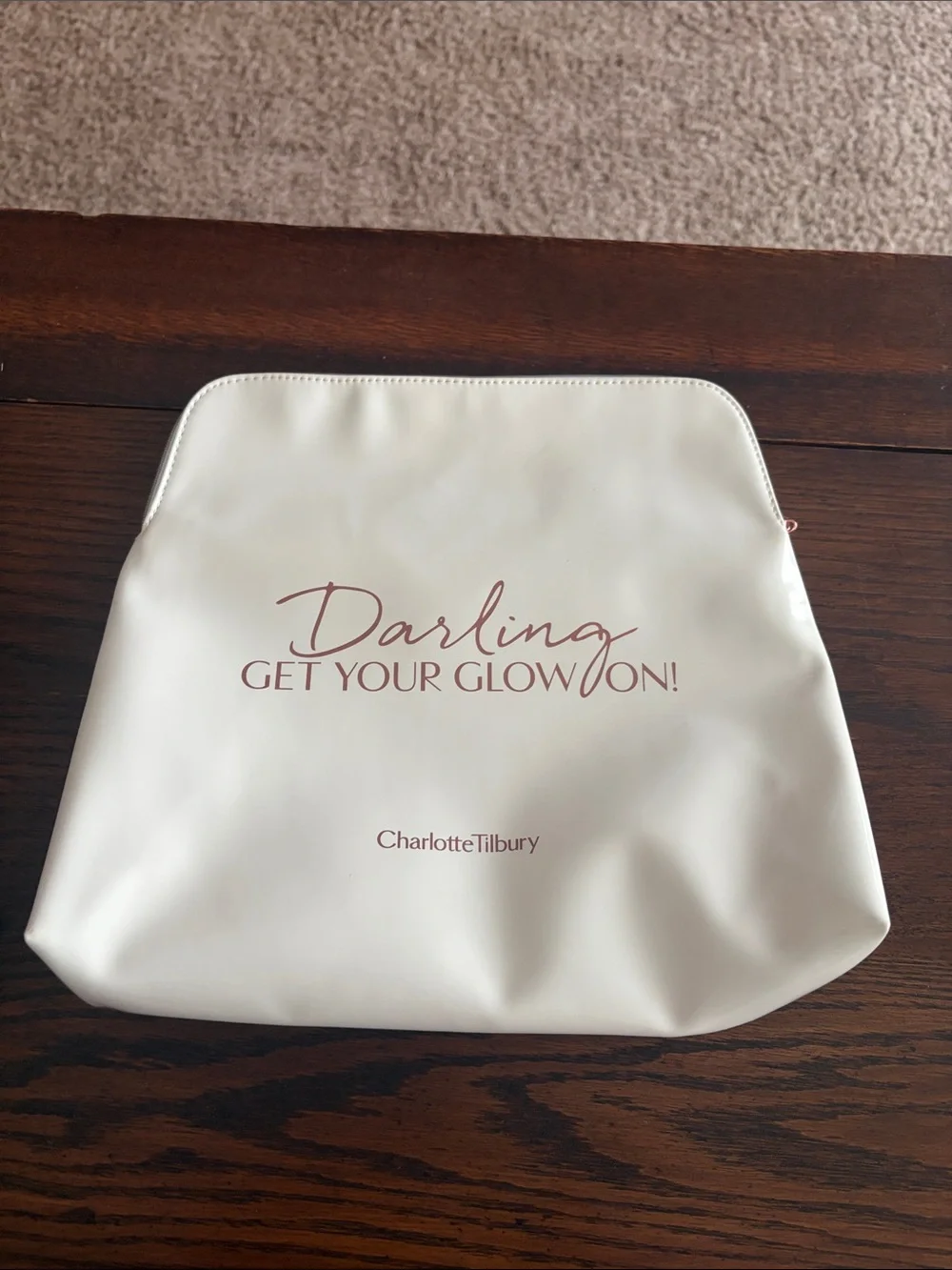 XLarge Charlotte Tilbury “Darling Get Your Glow On” vinyl cosmetic bag